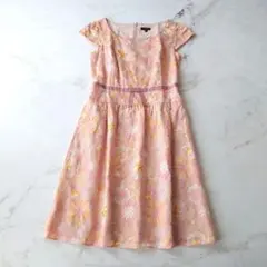 b TOCCA 花柄 刺繍 フレンチスリーブ ワンピース リボン フレア トッカ