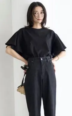 UNFILO 半袖 Tシャツ フレアスリーブ ブラック Lのサムネイル