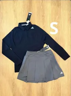新品　adidasgolf S UVケアシャツ　スカート　セット　黒　グレー