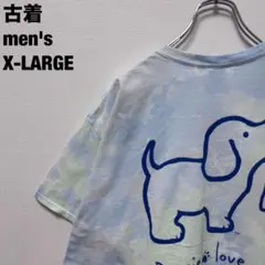 古着 GILDAN ギルダン Tシャツ タイダイ わんちゃん ブルー 青 XL