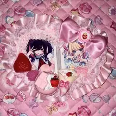 ペア♡あまあま トレカケース ホイップデコ 量産型 ロリータ 赤 ピンク ハート