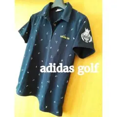 adidas golf★ゴルフ柄かわいいネイビーポロシャツレディース女性