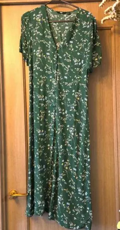 UNIQLO 花柄ワンピース グリーン L