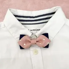 ベビーからキッズ向け蝶ネクタイ♪ネイビー×ピンクドット　卒園式　入園式　入学式