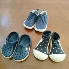 ベビー靴3足セット　クロックス12cm　アティパス12.5　無印スニーカー13