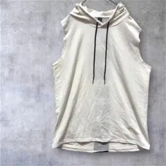 【シーインSHEIN】ノースリーブTシャツ パーカー　プリント　ホワイトM