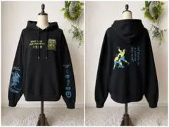 グラフィックプリント 黒 フード付きパーカー
