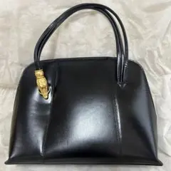 HIROKO KOSHINO 牛革 クロコダイル風ショルダーバッグ ブラック