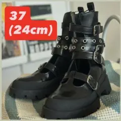 ZARA バックルトラックソール ショート ブーツ　37(24cm)