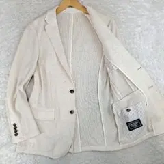 メンズビギ　ニット　テーラードジャケット　コットン　リネン　クリーム　L