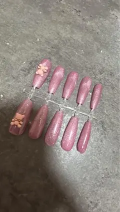 ピンクラメ ネイルチップ 10個セット