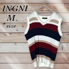 INGNI　イング【M】ノースリーブ　ニット　ボーダー　サマーニット　Vネック