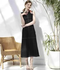 アンドクチュール　And Couture バックレースアップデニムワンピース