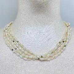 パール ネックレス 6-29 淡水 ホワイト ゴールド 4連