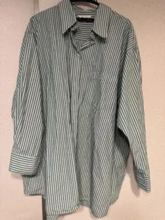H&M グリーンストライプ長袖シャツ Lサイズ