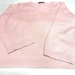 カシミヤ100%Vネックセーター ピンク色