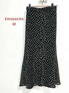 【Emsexcite】小花柄 マーメイドスカート ロング フロントボタン 黒 Mのサムネイル