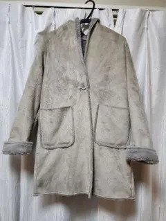 グレー フード付き ムートンコート