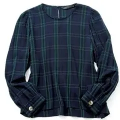 ザラ ZARA シャツ サイズS チェック柄 緑 黒 紺 長袖 ブラウス