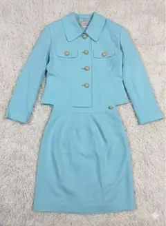 値下げ中〜UNV 水色 レトロジャケット スカート セット　Mサイズ