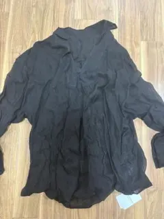 新品 リネンメッシュ 長袖プルオーバー ブラックのサムネイル