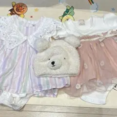 花柄ドレス ベア帽子付き 70cm