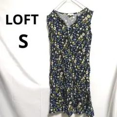 【LOFT 】ロフト　花柄　ノースリーブ　ワンピース　S　薄手　海外　US古着