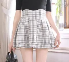 ミシェルマカロン　ツイード美脚スカートホワイト