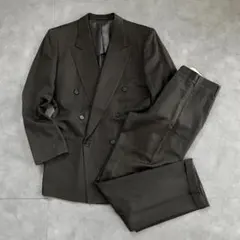 ダブルスーツ Dormeuil ドーメル フランネル グレー ストライプ 44