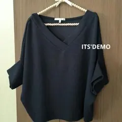 ITS'DEMO サマーニット Vネック 着痩せ ネイビーのサムネイル