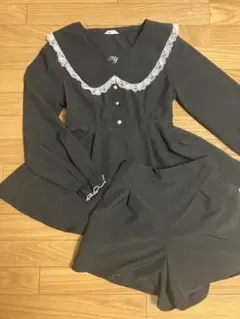 ブラックレース襟セットアップ 地雷服