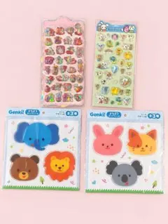 西松屋 みみちゃん Genki どうぶつ ぷっくりシール 4種セット