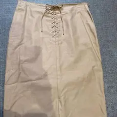 Spick &Span フロントレースアップ ベージュ チノスカート タイト