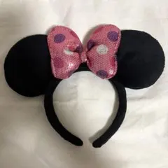 ディズニー ミニー スパンコール カチューシャ ピンク