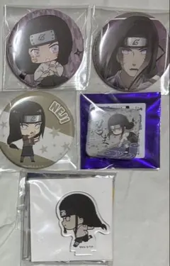 NARUTO ネジ 5点セット 缶バッジ じゃじゃうま アクスタ