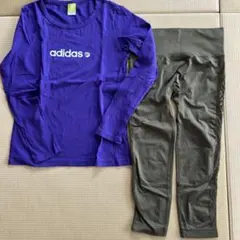 新品adidas 紫 長袖Tシャツと美品LFOREVER21カーキレギンスS