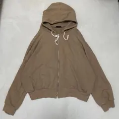 リエディ パーカー ショート フード ゆったり ブラウン Lサイズ