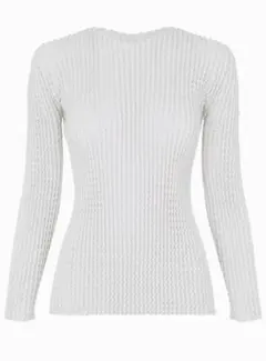 イッセイミヤケ spongy ニット ブラウス ホワイト トップス