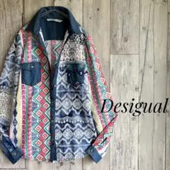 Desigual デシグアル　切替　シャツ　個性的　クレイジー　刺繍　サイケのサムネイル