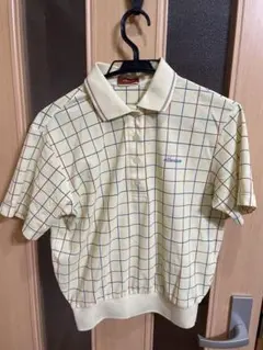 380. ellesse GOLF ポロシャツ M チェック柄 イエロー