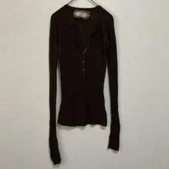 アバクロ ヘンリーネック リブニット カットソー 茶 M コットン