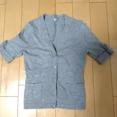 ユニクログレー 半袖カーディガン ウエストリボン付きМ