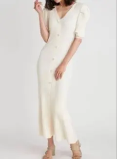 snidel フロントボタンニットワンピース アイボリー