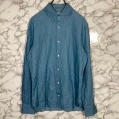 SOwear／長袖シャツ　シンプル　ベーシック　水色 【Lサイズ】ヴィンテージ