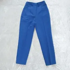 ザラ 青 カジュアル パンツ スリム フィット センターパーツ ティパード XS