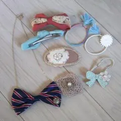 【お買い得】ヘアアクセサリー＆ネックレス8点セット