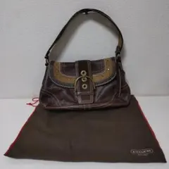 COACH ブラウンレザーショルダーバッグ