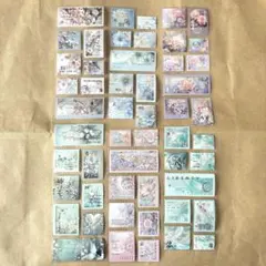 花柄　切手風シール　おすそ分け　約50枚　コラージュ素材