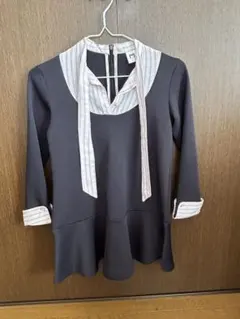 ダークグレー ストライプ襟 ワンピース サイズ3