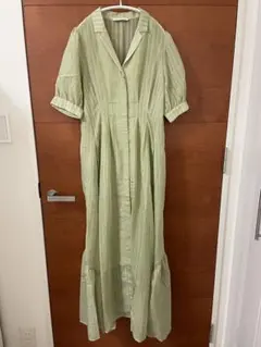 ロングシアーワンピース ワンピース グリーン 春夏